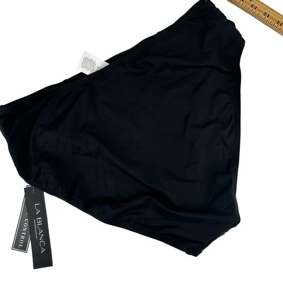 New La‎ Blanca 16 Swim Bottoms Black Tummy Control High Rise Ruched - Picture 2 of 7